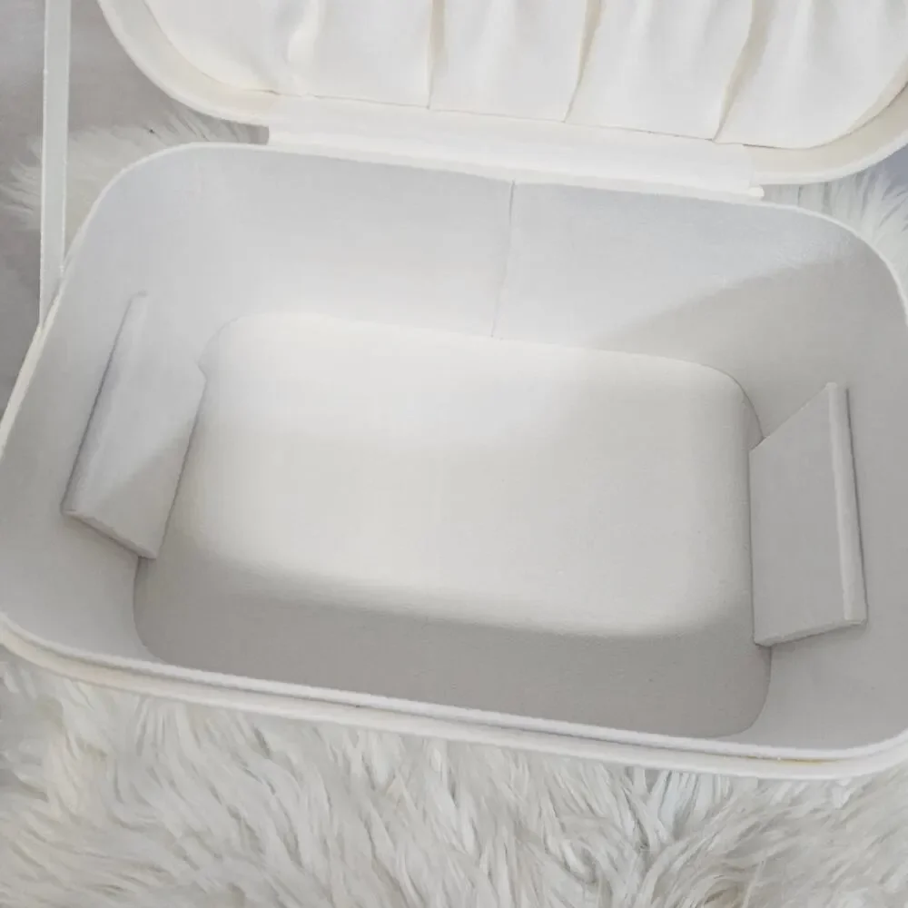 Target White Ivory Faux Leather Jewelry Box Organizer Case Gold Accent Display